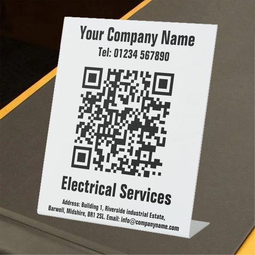 Electrical Services QR Code Design Pedestal Sign