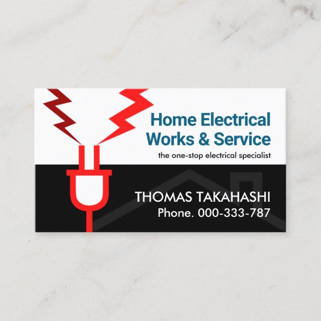 Electrical Spark Charging Power Plug Business Card (Front)