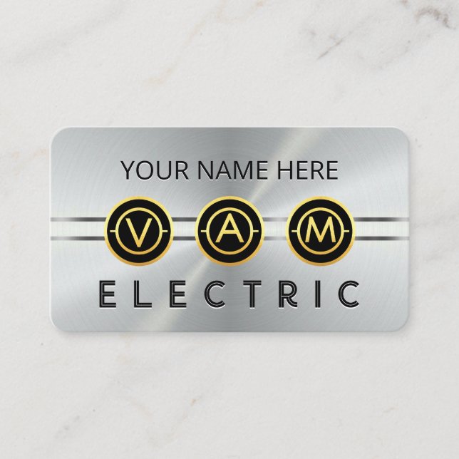 Electrical Symbol Icons Silver Layer Business Card (Front)