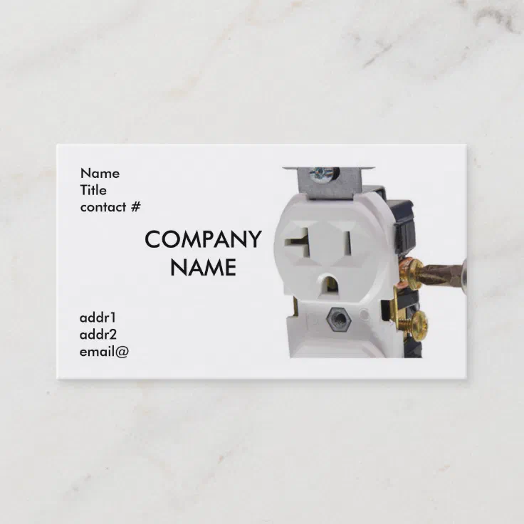 electrical wall outlet wiring business card | Zazzle