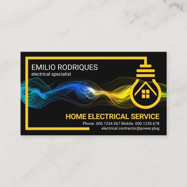 Electrical Wire Circuit Frame Lightning Pulse Business Card (Front)