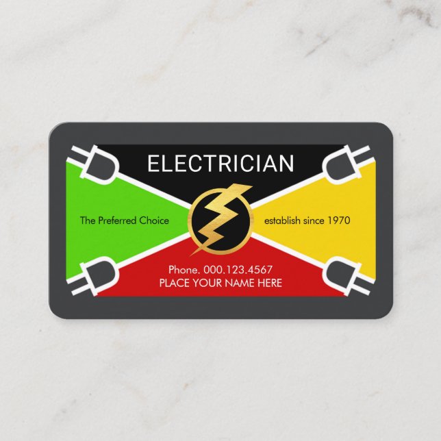 Electrical Wire Colors Plug Connection Business Card (Front)