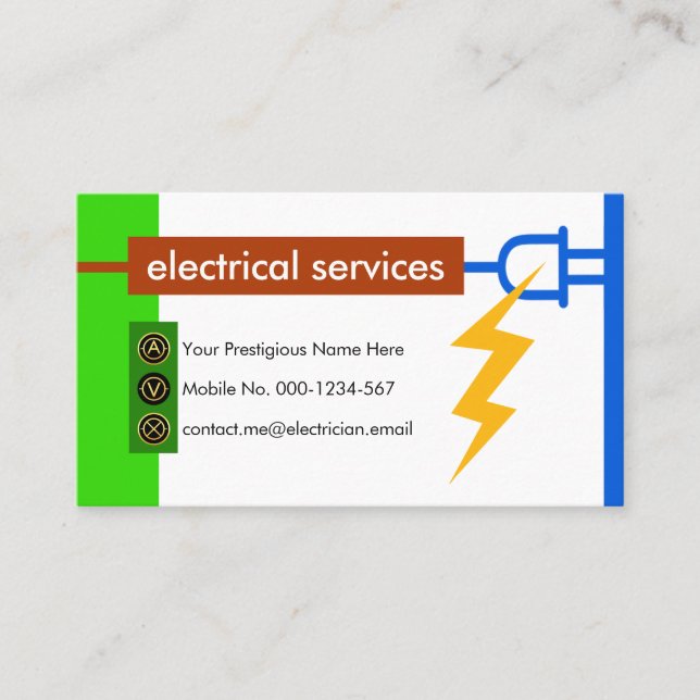 Electrical Wire Colors Power Plug Business Card (Front)
