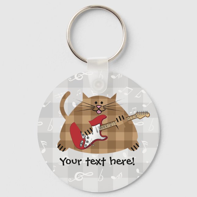 Electricat - Electric Guitar Kitty Musician Keychain (Front)