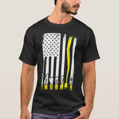 Electrician  American Flag Electrical Tools Linema T_Shirt