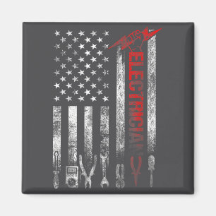 Electrician American Flag Funny Electricians Tools Magnet