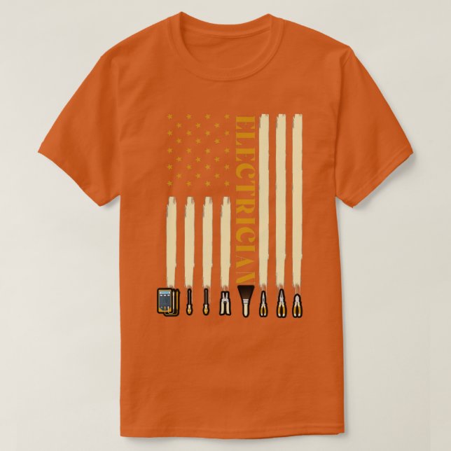 Electrician American Flag Patriot Repair Electrica T-Shirt (Design Front)