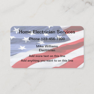 Electrician American Flag Two Side Business Cards