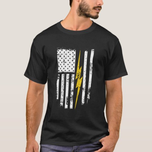 Electrician American Flag Usa T_Shirt