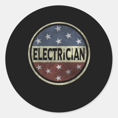 Electrician American Flag Vintage Retro Lineman Classic Round Sticker