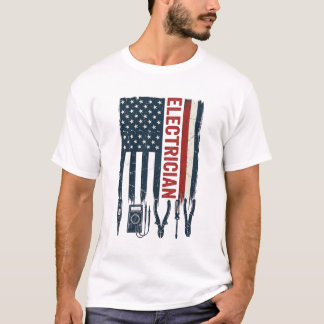 Electrician American Flag Vintage Vector Design_1 T-Shirt
