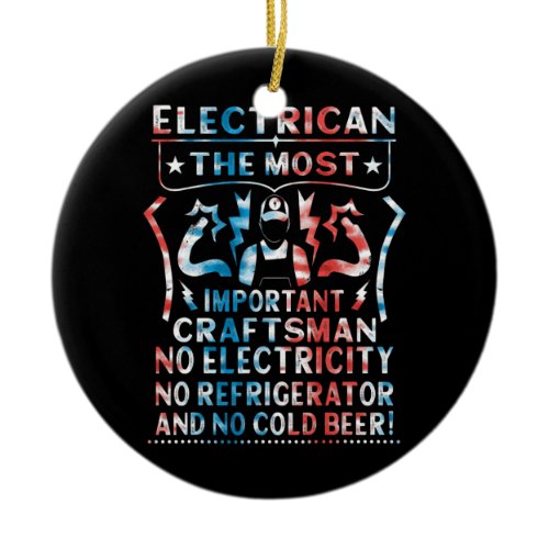 Electrician and Beer Electrical Engineers Lineman Ceramic Ornament