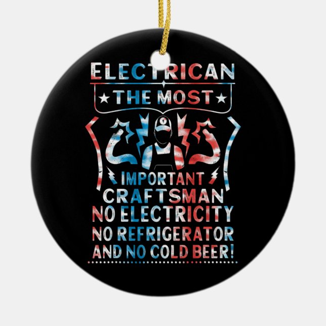 Electrician and Beer Electrical Engineers Lineman Ceramic Ornament (Front)