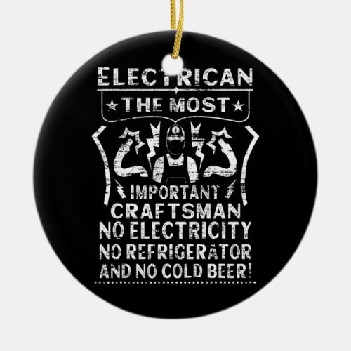 Electrician and Beer Electrical Engineers Lineman Ceramic Ornament