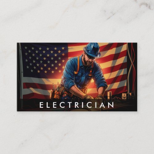  Electrician AP75 Photo QR Patriotic Business Card