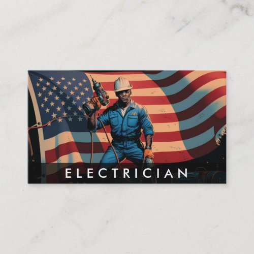  Electrician AP75 Photo QR Patriotic Flag Business Card