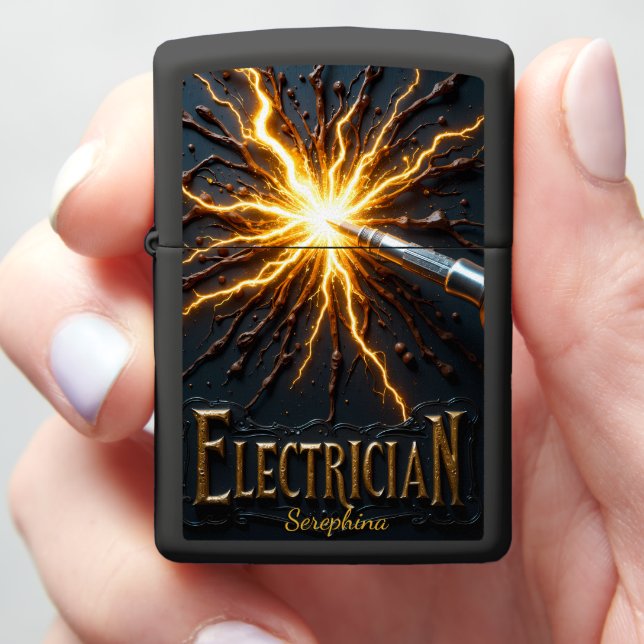 Electrician Arc Flash Power Surge Zippo Lighter (In Hand)