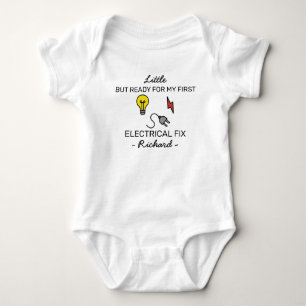 Electrician Baby Announcement First Electrical Fix Bodysuit