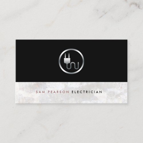 Electrician Bold Electric Plug Icon Simple Elegant Business Card