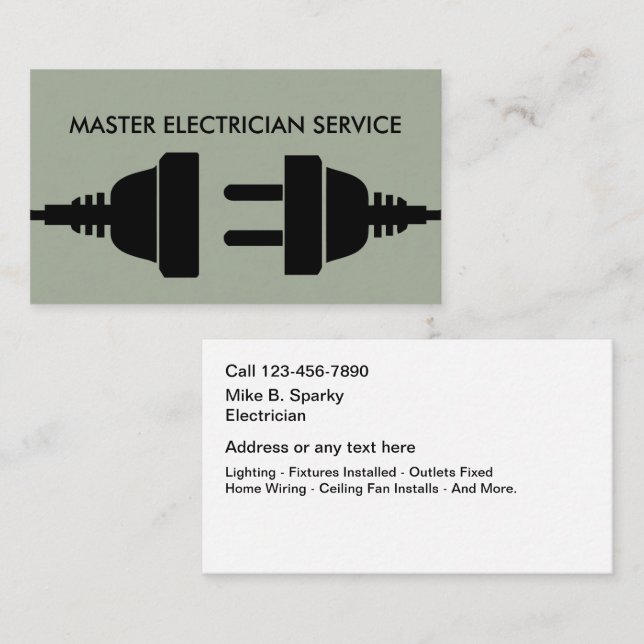 Electrician Bold Modern Design Business Card (Front/Back)