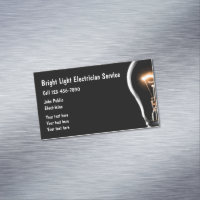 Electrician Bright Light Bulb Business Card Magnet