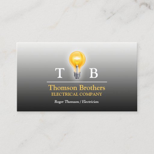 Customizable Electrician Bulb Business Card