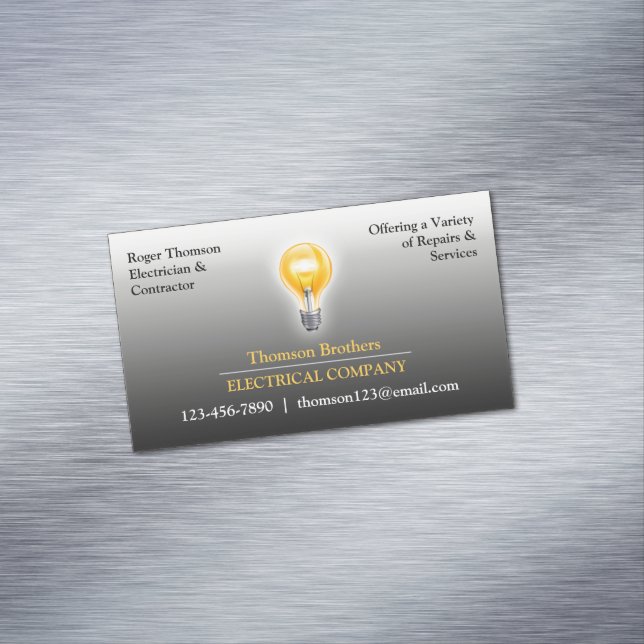 Electrician Bulb Business Card Magnet (In Situ)