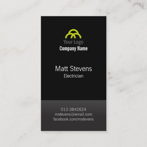 Electrician Business Card Black TwoTone