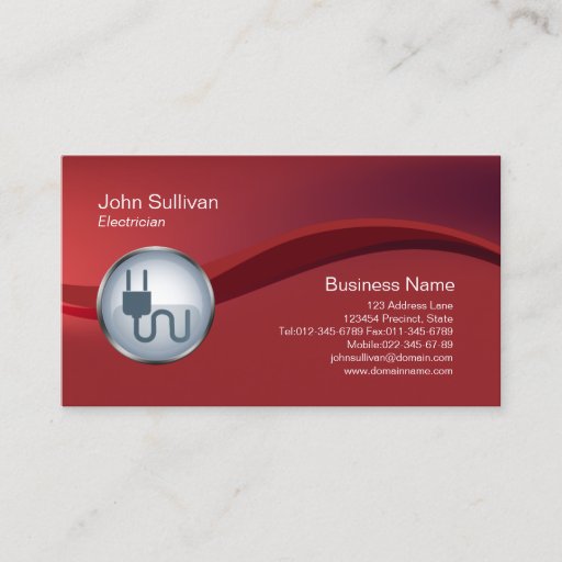 Customizable Electrician Business Card Electric Plug Icon