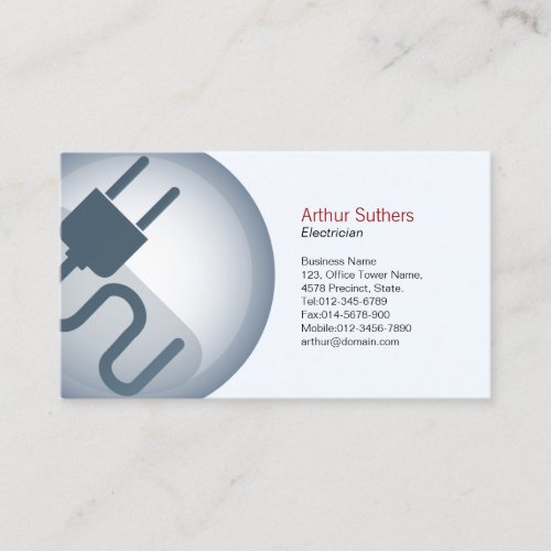 Electrician Business Card Power Cord Icon