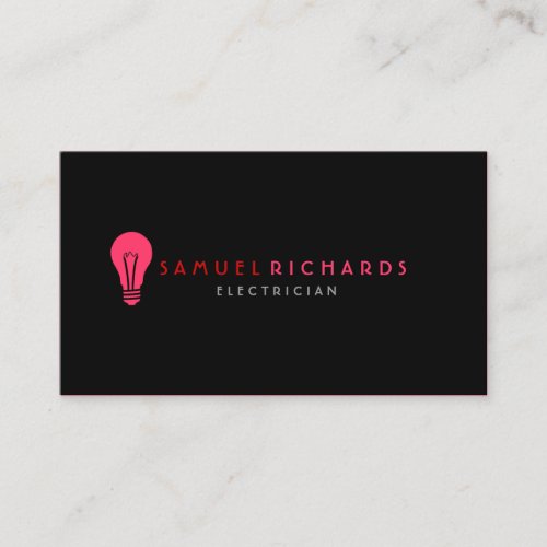 Electrician Business Card Simple Bulb Silhouette