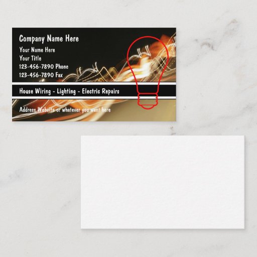 Customizable Electrician Business Cards