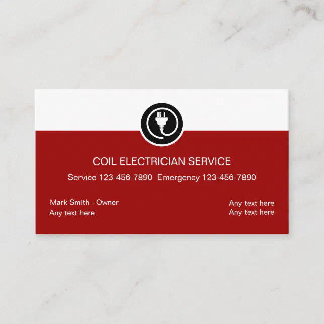 Electrician Business Cards Red And White | Zazzle