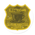 Electrician Caffeine Addiction League Classic Round Sticker