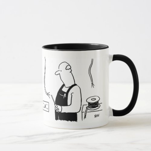 Electrician Cartoon on Electrical Worker Mug