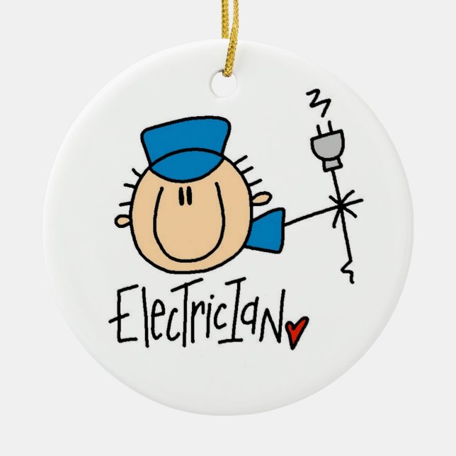 Electrician Ceramic Ornament (Front)