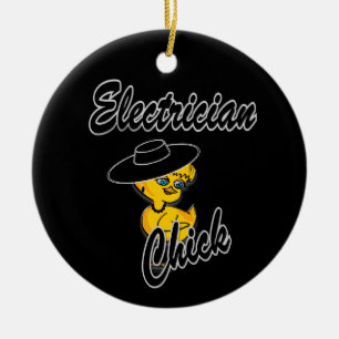 Electrician Chick #4 Ceramic Ornament