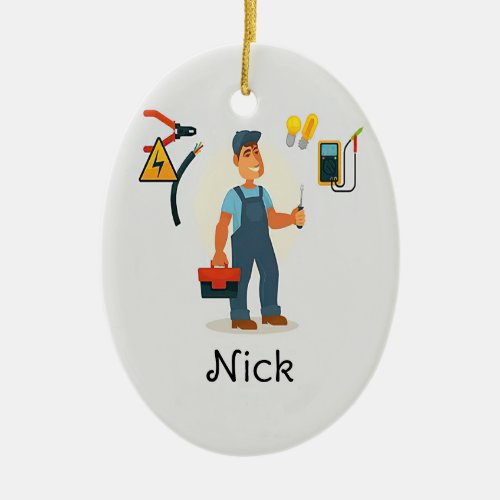 Electrician Christmas Ornament Personalized Elect Ceramic Ornament