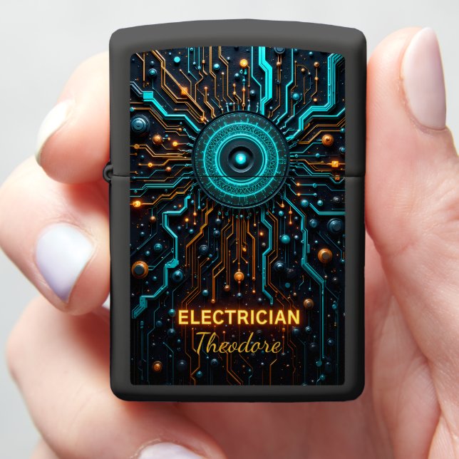 Electrician Circuit Board Eye Tech Zippo Lighter (In Hand)