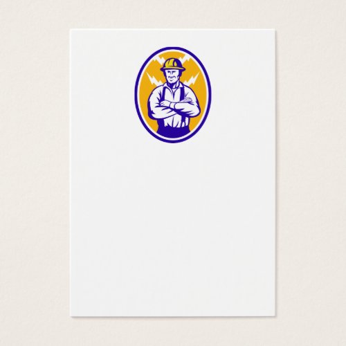 Electrician Construction Worker Lightning Bolt Business Card Templates