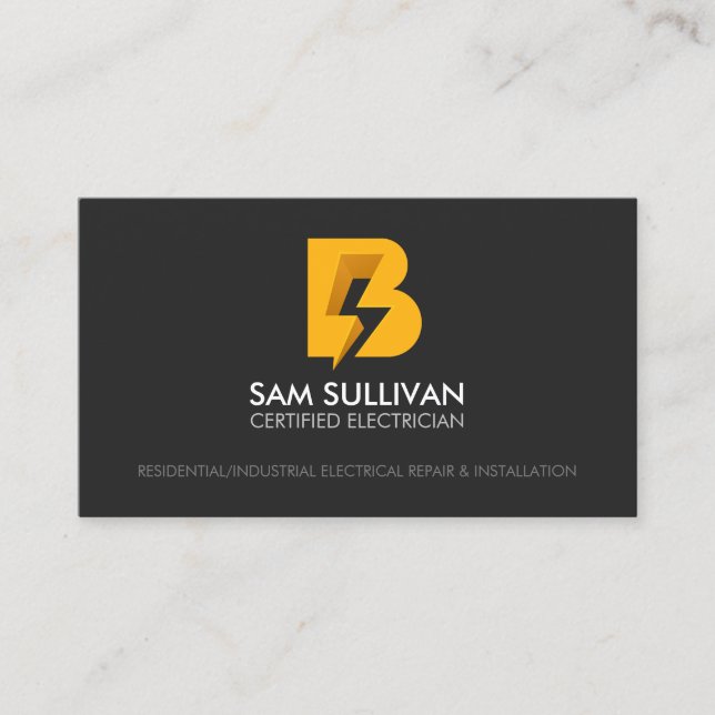 Electrician Contractor Monogram B Business Card (Front)