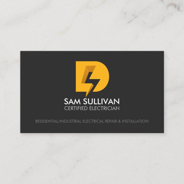 Electrician Contractor Monogram D Business Card (Front)