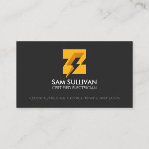 Electrician Contractor Monogram Z Business Card