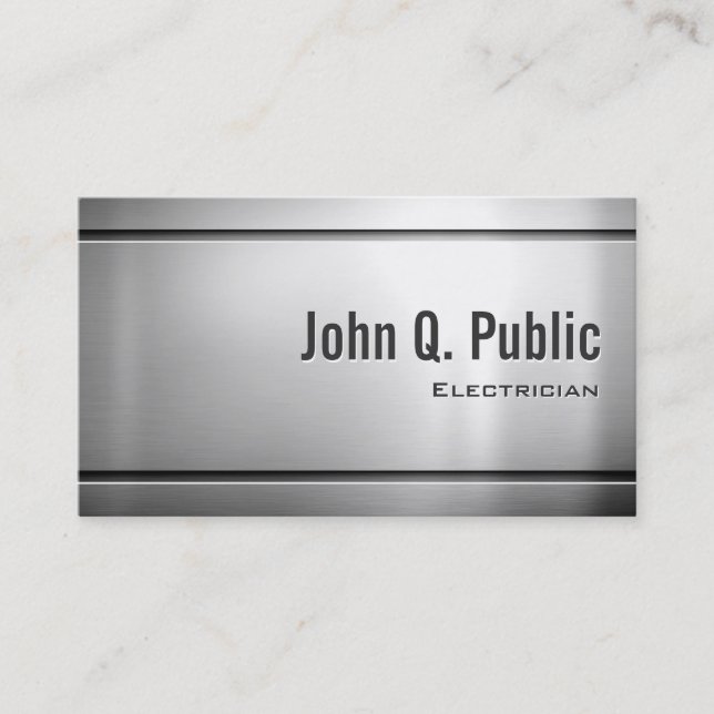 Electrician - Cool Stainless Steel Metal Business Card (Front)