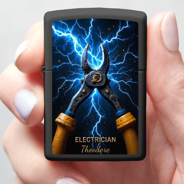 Electrician Cutters Blue Arc Master Zippo Lighter (In Hand)
