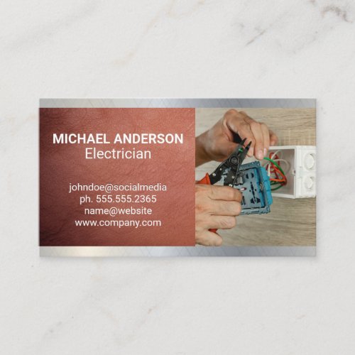 Electrician Cutting Wires Business Card