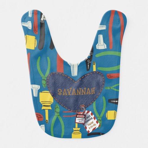 Electrician Dad Construction Themed  Baby Bib