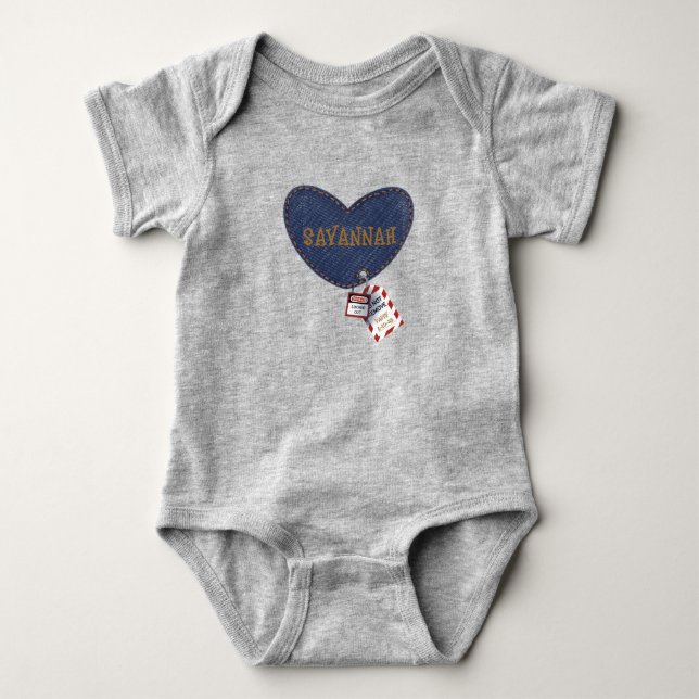 Electrician Dad LOTO Jean Heart Patch  Baby Bodysuit (Front)