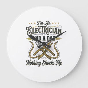 Electrician Dad Nothing Shocks Me Vintage Shirt De Large Clock