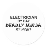 Electrician Deadly Ninja by Night Classic Round Sticker